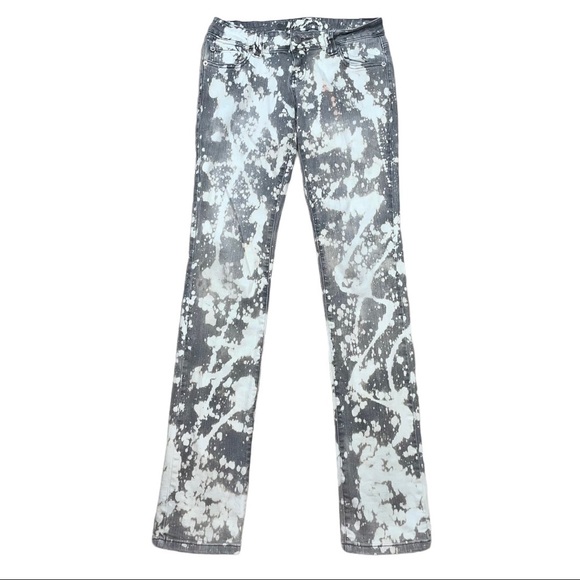 Gray Bleach Dye Splatter Tie Dye Jeans Wet Seal - Picture 1 of 16
